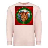 Pale Pink christmas red angus calf head Premium Sweatshirt - LillyAllenDesigns