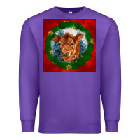 Purple christmas red angus calf head Premium Sweatshirt - LillyAllenDesigns