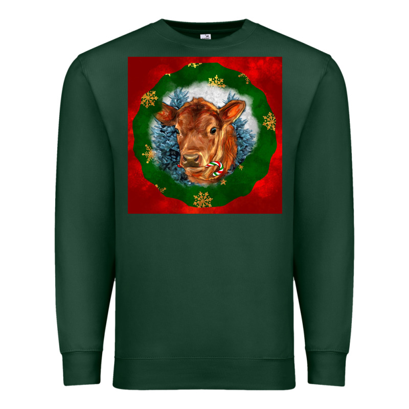 Christmas Red Angus Calf Head Premium Sweatshirt by LillyAllenDesigns | Teevron