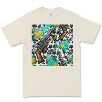 Bone Western Gun And Sheriff Stars With Cowhide Seamless Pattern Premium Tee - BundleAndBundleShop