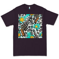 Plum Western Gun And Sheriff Stars With Cowhide Seamless Pattern Premium Tee - BundleAndBundleShop