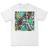 White Western Gun And Sheriff Stars With Cowhide Seamless Pattern Premium Tee - BundleAndBundleShop