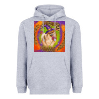 Heather Grey Halloween Pomeranian Dog Heavyweight Hoodie - LillyAllenDesigns