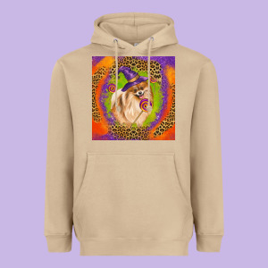 Halloween Pomeranian Dog Heavyweight Hoodie Designed By Lillyallendesigns