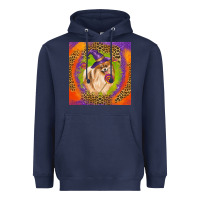 Navy Halloween Pomeranian Dog Heavyweight Hoodie - LillyAllenDesigns