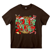 Chocolate Brown holly jolly christmas Heavy Core Tee - MaliasSmallBusiness