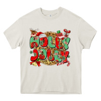 Cream holly jolly christmas Heavy Core Tee - MaliasSmallBusiness