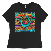Black Western Horseshoe And Arrow With Leopard And Serape Seamless Pattern Ladies Tee - BundleAndBundleShop