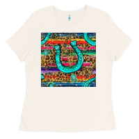 Bone Western Horseshoe And Arrow With Leopard And Serape Seamless Pattern Ladies Tee - BundleAndBundleShop