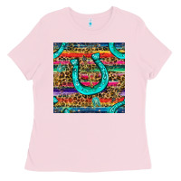 Bubblegum Pink Western Horseshoe And Arrow With Leopard And Serape Seamless Pattern Ladies Tee - BundleAndBundleShop