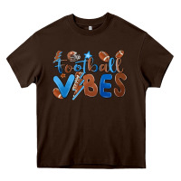 Chocolate Brown football vibes Heavy Core Tee - MaliasSmallBusiness