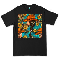 Black Western Girl Hair Clasp And Sunflower With Leopard And Glitter Seamles Premium Tee - BundleAndBundleShop