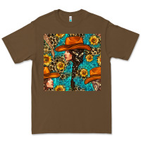 Cacao Western Girl Hair Clasp And Sunflower With Leopard And Glitter Seamles Premium Tee - BundleAndBundleShop