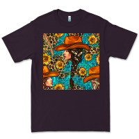 Plum Western Girl Hair Clasp And Sunflower With Leopard And Glitter Seamles Premium Tee - BundleAndBundleShop