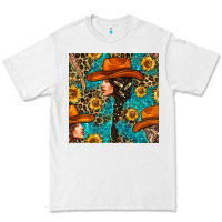 White Western Girl Hair Clasp And Sunflower With Leopard And Glitter Seamles Premium Tee - BundleAndBundleShop