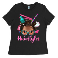 Black Afro Bantu Knots Hairstyles Messy Bun With Clasp Bbs Ladies Tee - BundleAndBundleShop