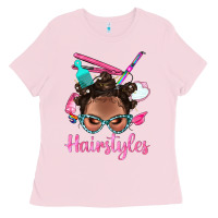 Bubblegum Pink Afro Bantu Knots Hairstyles Messy Bun With Clasp Bbs Ladies Tee - BundleAndBundleShop