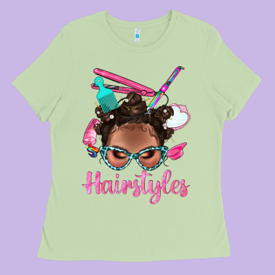 Afro Bantu Knots Hairstyles Messy Bun With Clasp Bbs Ladies Tee Designed By Bundleandbundleshop