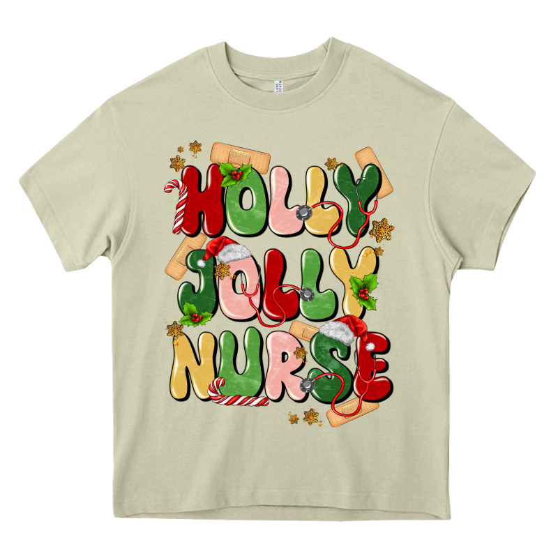Holly Jolly Nurse Heavy Core Tee by MaliasSmallBusiness | Teevron