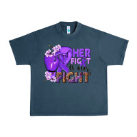 Midnight Navy Her fight is our fight purple ribbon Urban Heavy Tee - NancyCooperArtShop