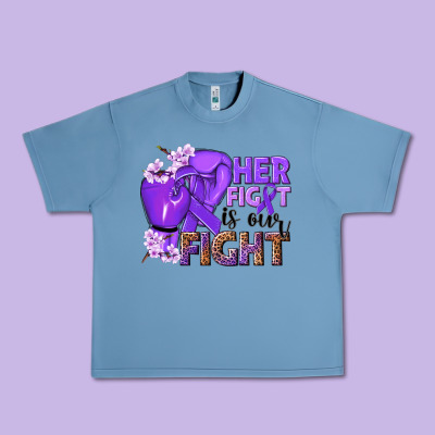 Her Fight Is Our Fight Purple Ribbon Urban Heavy Tee Designed By Nancycooperartshop