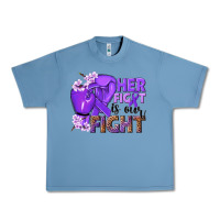 Pebble Blue Her fight is our fight purple ribbon Urban Heavy Tee - NancyCooperArtShop