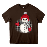 Chocolate Brown grey christmas snowman Heavy Core Tee - JahusDesignShop