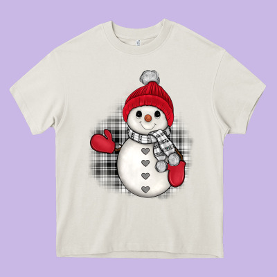 Grey Christmas Snowman Heavy Core Tee Designed By Jahusdesignshop