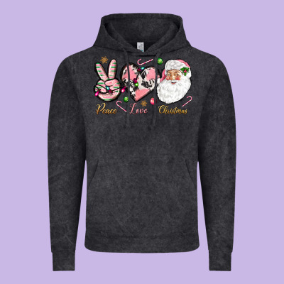 Peace Love Pink Christmas Vintage Hoodie Designed By Nancycooperartshop