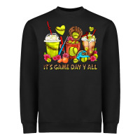 Black It's Game Day Y'all Softball Coffee Cups Heavyweight Sweatshirt - FaDigitalArtStudio