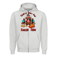 Dove Grey turkey wine and feelin fine Zipper Hoodie - BundleAndBundleShop