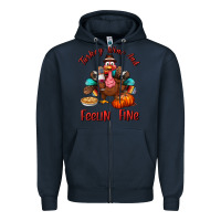 Navy turkey wine and feelin fine Zipper Hoodie - BundleAndBundleShop