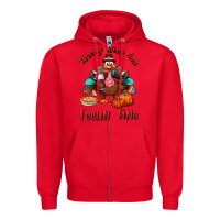 Red turkey wine and feelin fine Zipper Hoodie - BundleAndBundleShop