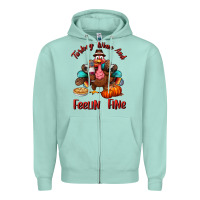 Seafoam turkey wine and feelin fine Zipper Hoodie - BundleAndBundleShop