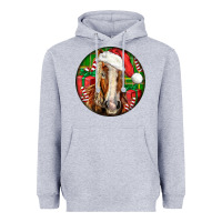 Heather Grey Belgian Horse  Christmas Heavyweight Hoodie - LillyAllenDesigns