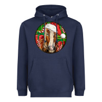 Navy Belgian Horse  Christmas Heavyweight Hoodie - LillyAllenDesigns