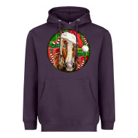 Plum Belgian Horse  Christmas Heavyweight Hoodie - LillyAllenDesigns