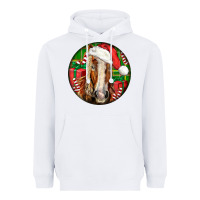 White Belgian Horse  Christmas Heavyweight Hoodie - LillyAllenDesigns