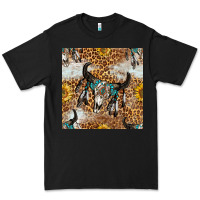 Black Western Bull Skull And Sunflowers With Leopard Seamless Pattern Premium Tee - BundleAndBundleShop
