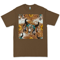 Cacao Western Bull Skull And Sunflowers With Leopard Seamless Pattern Premium Tee - BundleAndBundleShop