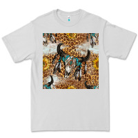 Dove Grey Western Bull Skull And Sunflowers With Leopard Seamless Pattern Premium Tee - BundleAndBundleShop