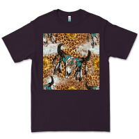 Plum Western Bull Skull And Sunflowers With Leopard Seamless Pattern Premium Tee - BundleAndBundleShop