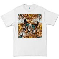 White Western Bull Skull And Sunflowers With Leopard Seamless Pattern Premium Tee - BundleAndBundleShop