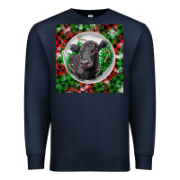 Navy christmas black angus cow Premium Sweatshirt - LillyAllenDesigns