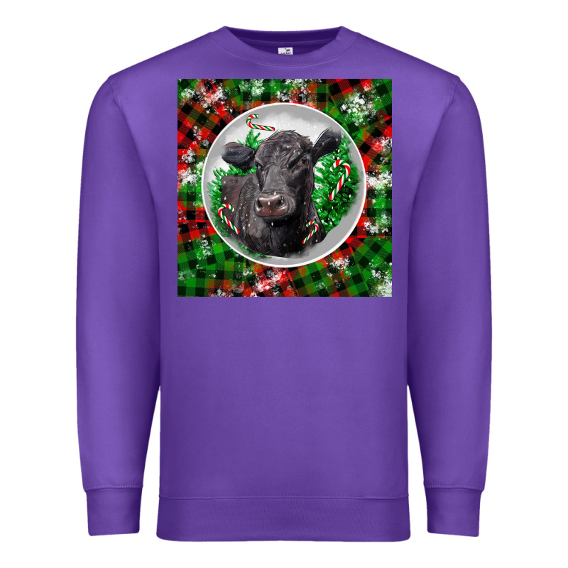 Christmas Black Angus Cow Premium Sweatshirt by LillyAllenDesigns | Teevron