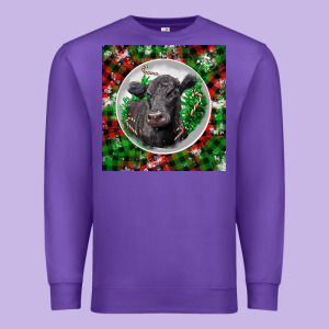 Christmas Black Angus Cow Premium Sweatshirt Designed By Lillyallendesigns