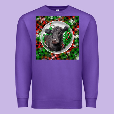 Christmas Black Angus Cow Premium Sweatshirt Designed By Lillyallendesigns