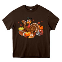 Chocolate Brown football turkey thanksgiving Heavy Core Tee - MaliasSmallBusiness