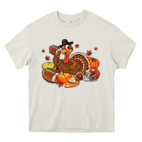 Cream football turkey thanksgiving Heavy Core Tee - MaliasSmallBusiness