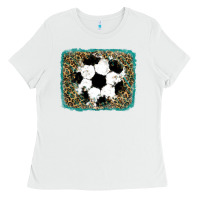 White glitter football leopard Ladies Tee - RanaPortraitStore